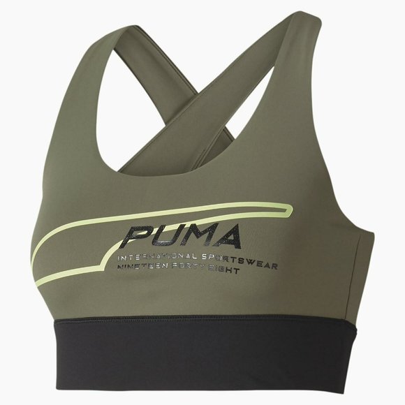 NWT Puma Womens Evide Workout Set Crop Top Bra Shorts Green - Picture 4 of 12